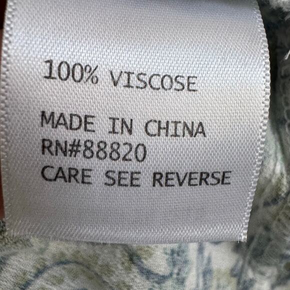 Cynthia Rowley Women’s Top 1X Green Floral Paisley Boho Cottagecore Ruffle - Picture 8 of 14